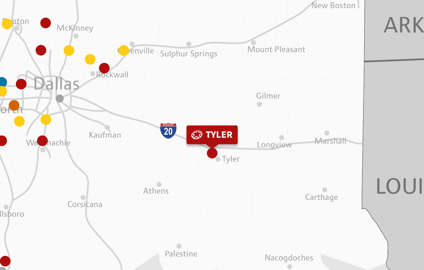 Map of Tyler location