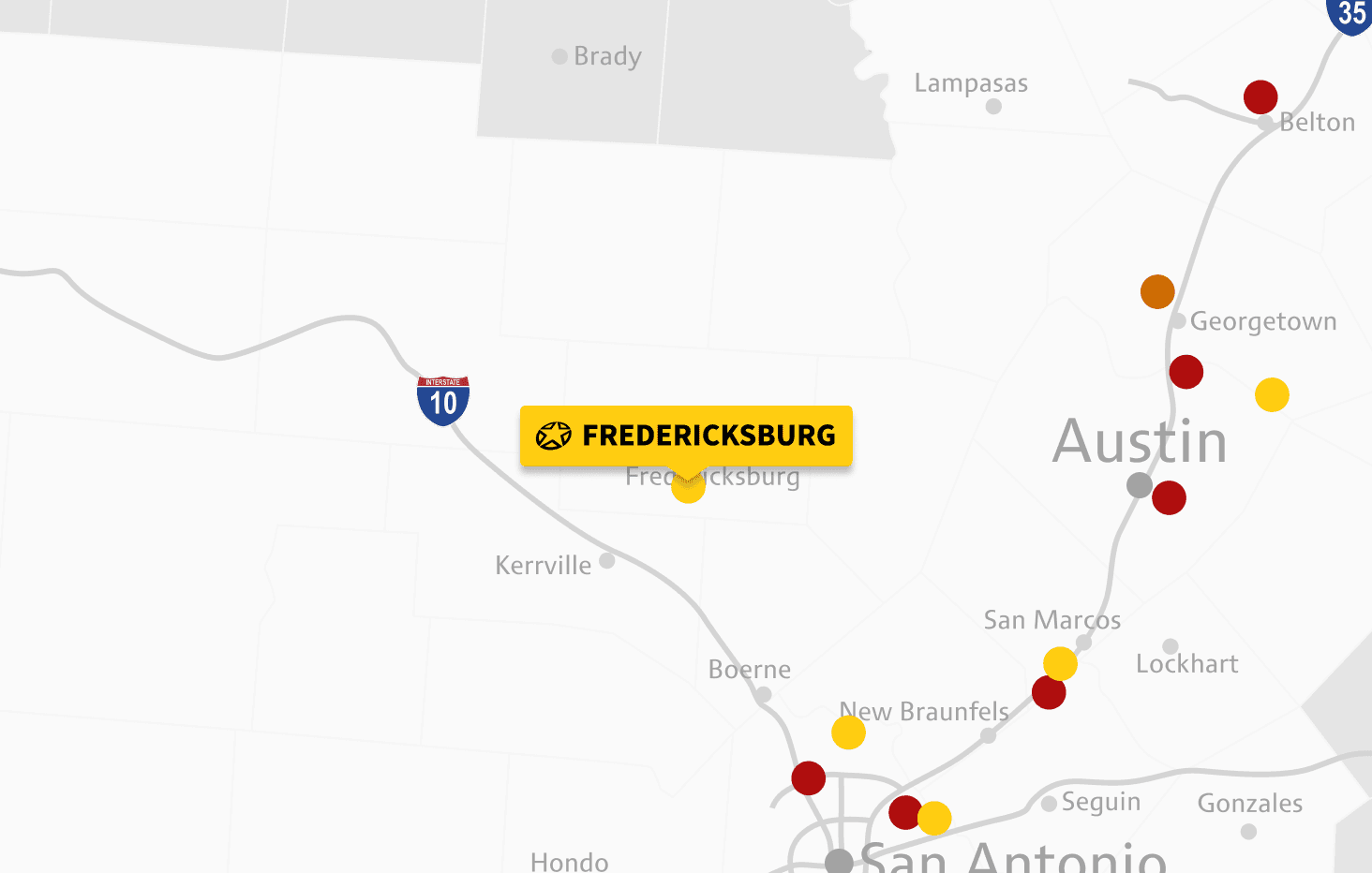 Map of Fredericksburg location